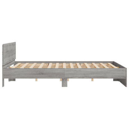 Bedframe met hoofdeinde en LED grijs sonoma eiken 200x200 cm