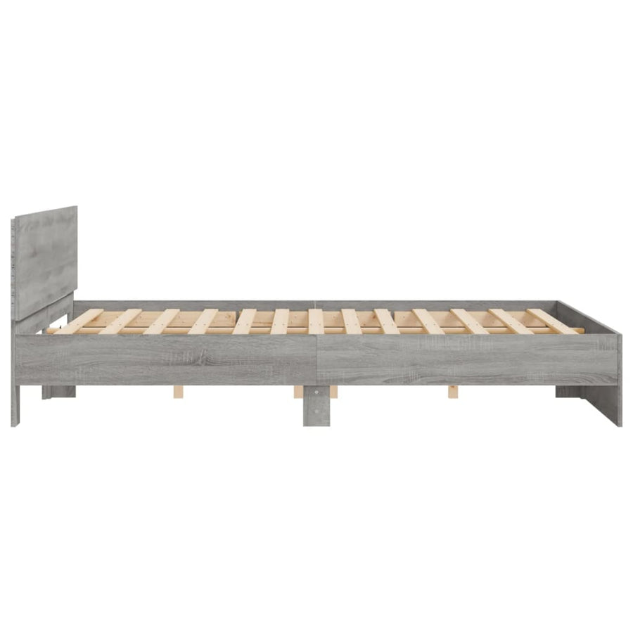 Bedframe met hoofdeinde en LED grijs sonoma eiken 200x200 cm