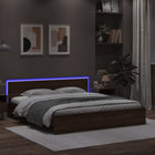 Bedframe met hoofdeinde en LED bruin eikenkleurig 200x200 cm