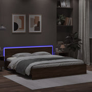 Bedframe 200x200 cm bruin eiken met LED hoofdeinde