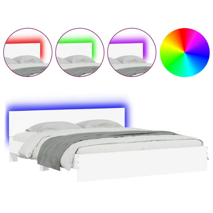 Bedframe met hoofdeinde en LED wit 180x200 cm