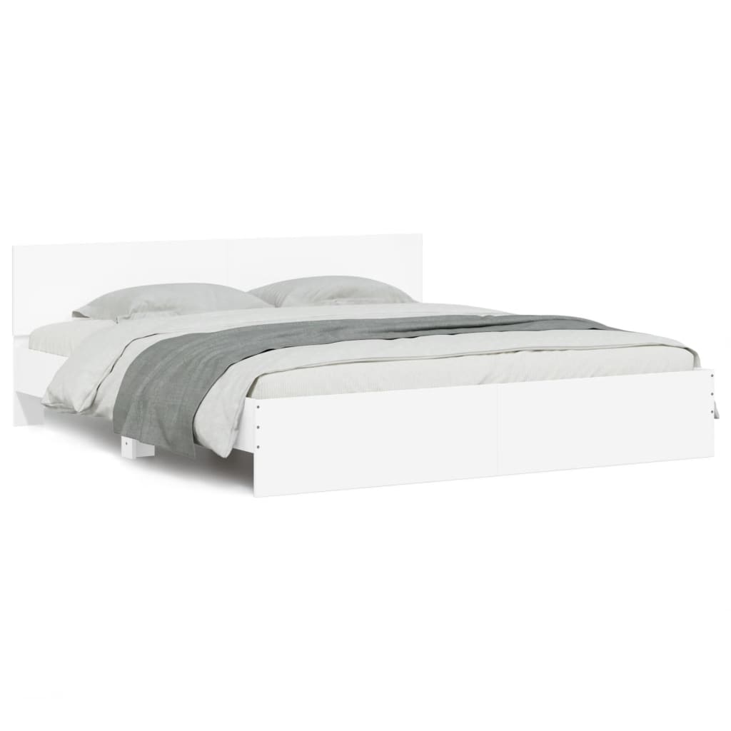 Bedframe met hoofdeinde en LED wit 180x200 cm