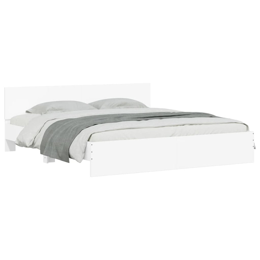 Bedframe met hoofdeinde en LED wit 180x200 cm