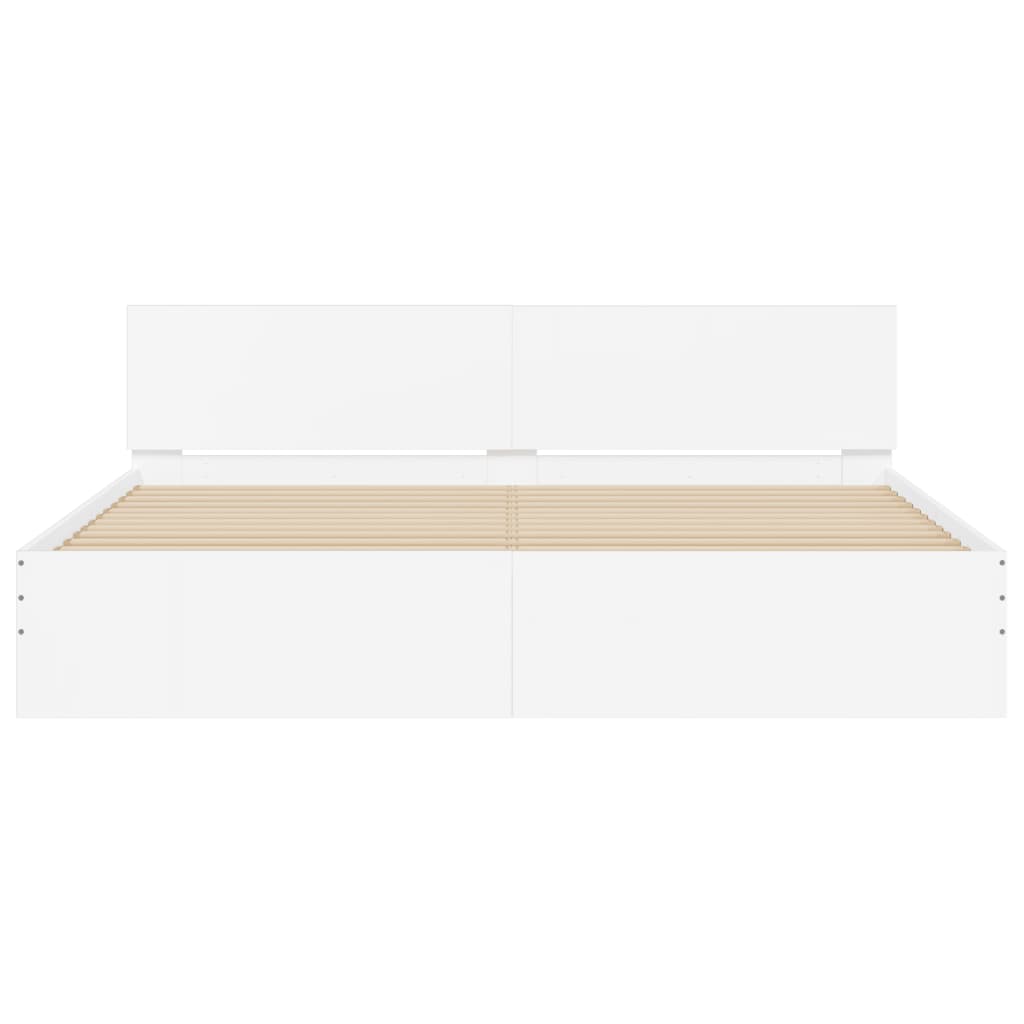Bedframe met hoofdeinde en LED wit 180x200 cm