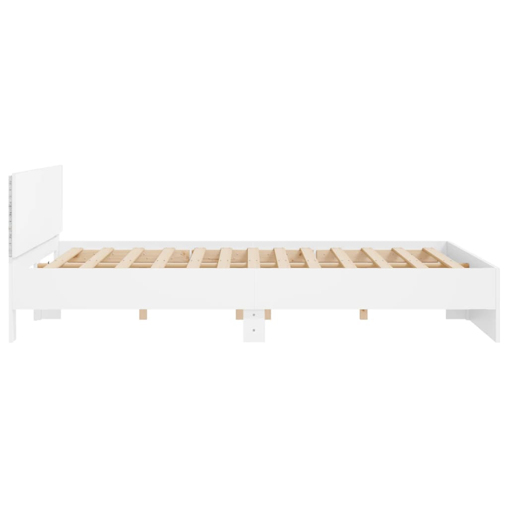 Bedframe met hoofdeinde en LED wit 180x200 cm