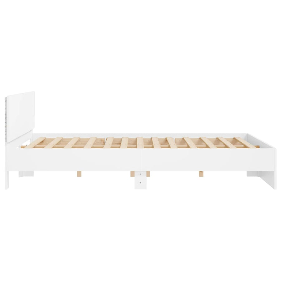 Bedframe met hoofdeinde en LED wit 180x200 cm
