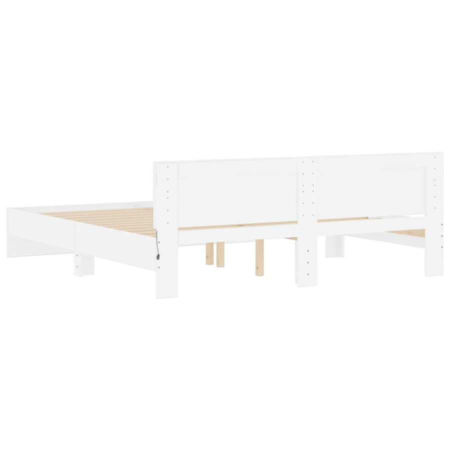Bedframe met hoofdeinde en LED wit 180x200 cm