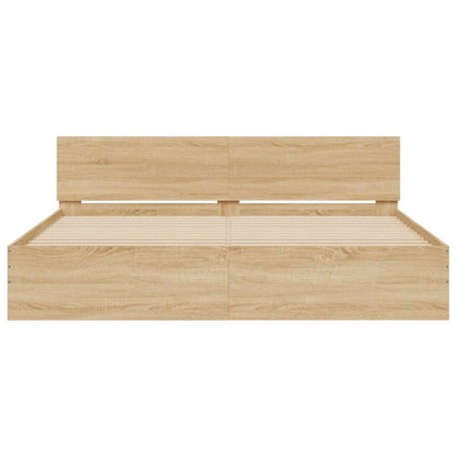 Bedframe met hoofdeinde en LED sonoma eikenkleurig 180x200 cm