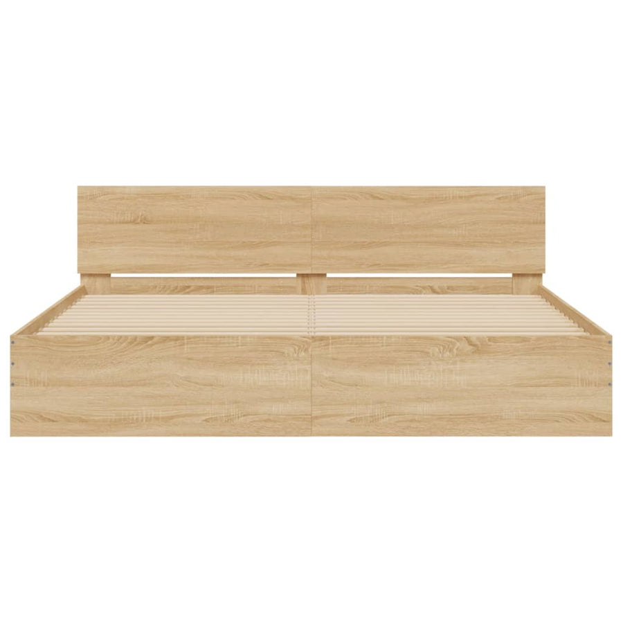 Bedframe met hoofdeinde en LED sonoma eikenkleurig 180x200 cm