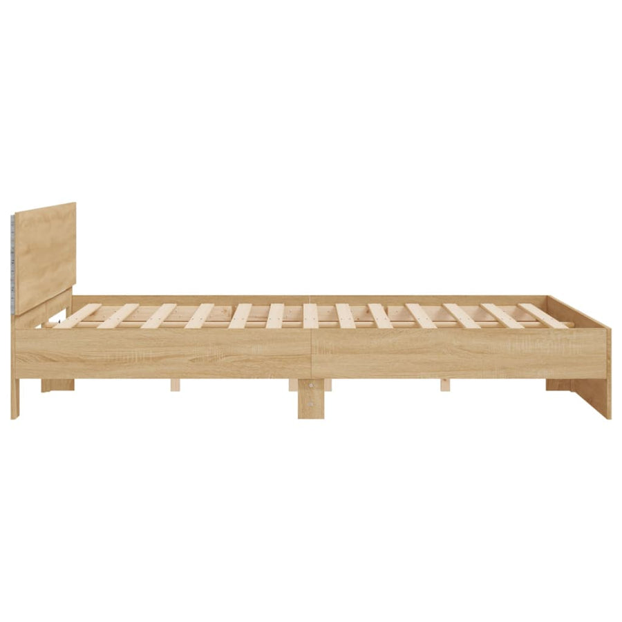 Bedframe met hoofdeinde en LED sonoma eikenkleurig 180x200 cm