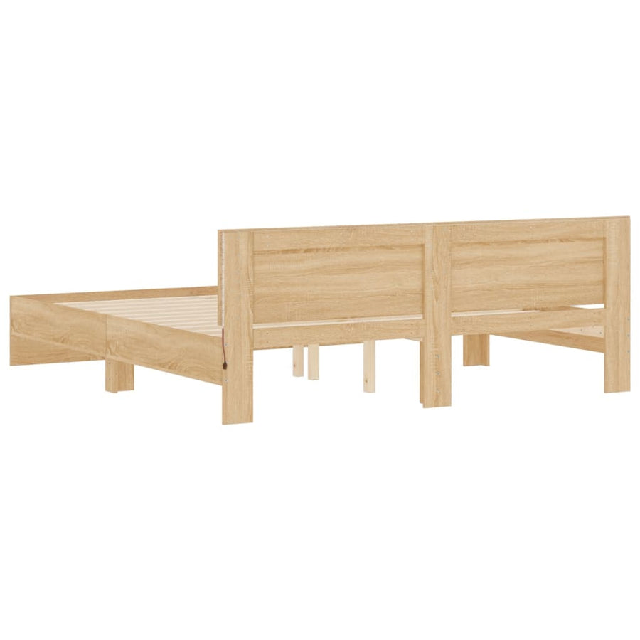 Bedframe met hoofdeinde en LED sonoma eikenkleurig 180x200 cm