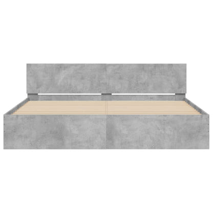 Bedframe met hoofdeinde en LED-licht betongrijs 180x200 cm