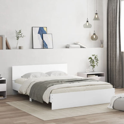 Bedframe met hoofdeinde en LED-verlichting wit 160x200 cm 160 x 200 cm Wit