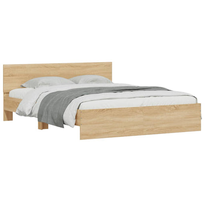 Bedframe met hoofdeinde en LED sonoma eikenkleurig 160x200 cm 160 x 200 cm Sonoma eiken