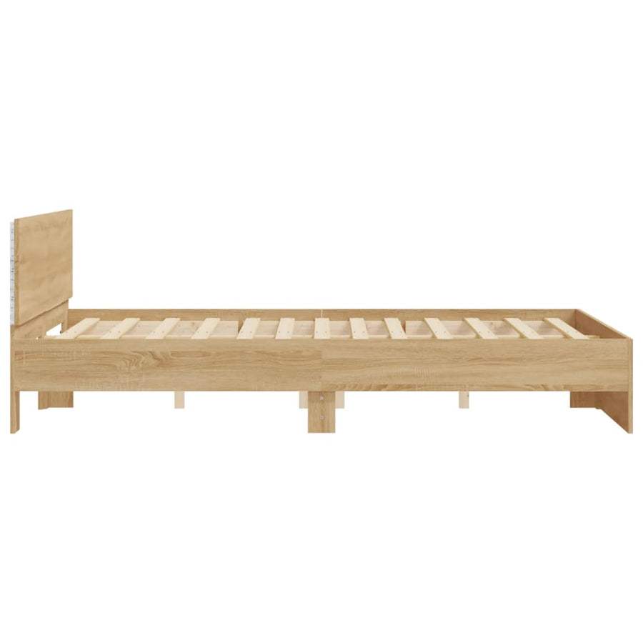 Bedframe met hoofdeinde en LED sonoma eikenkleurig 160x200 cm 160 x 200 cm Sonoma eiken