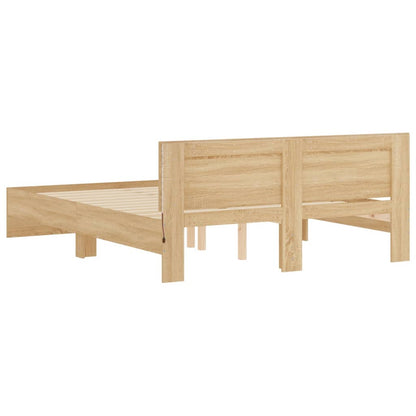 Bedframe met hoofdeinde en LED sonoma eikenkleurig 160x200 cm 160 x 200 cm Sonoma eiken