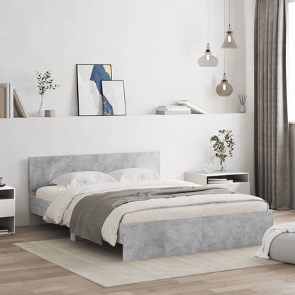 Bedframe met hoofdeinde en LED-licht betongrijs 160x200 cm 160 x 200 cm Betongrijs