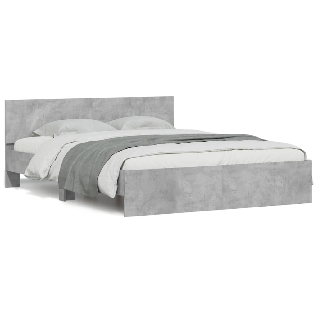 Bedframe met hoofdeinde en LED-licht betongrijs 160x200 cm 160 x 200 cm Betongrijs