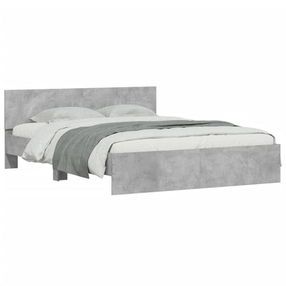 Bedframe met hoofdeinde en LED-licht betongrijs 160x200 cm 160 x 200 cm Betongrijs