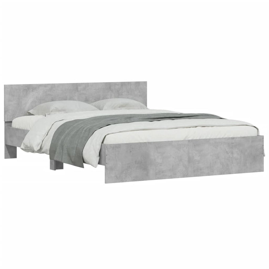 Bedframe met hoofdeinde en LED-licht betongrijs 160x200 cm 160 x 200 cm Betongrijs