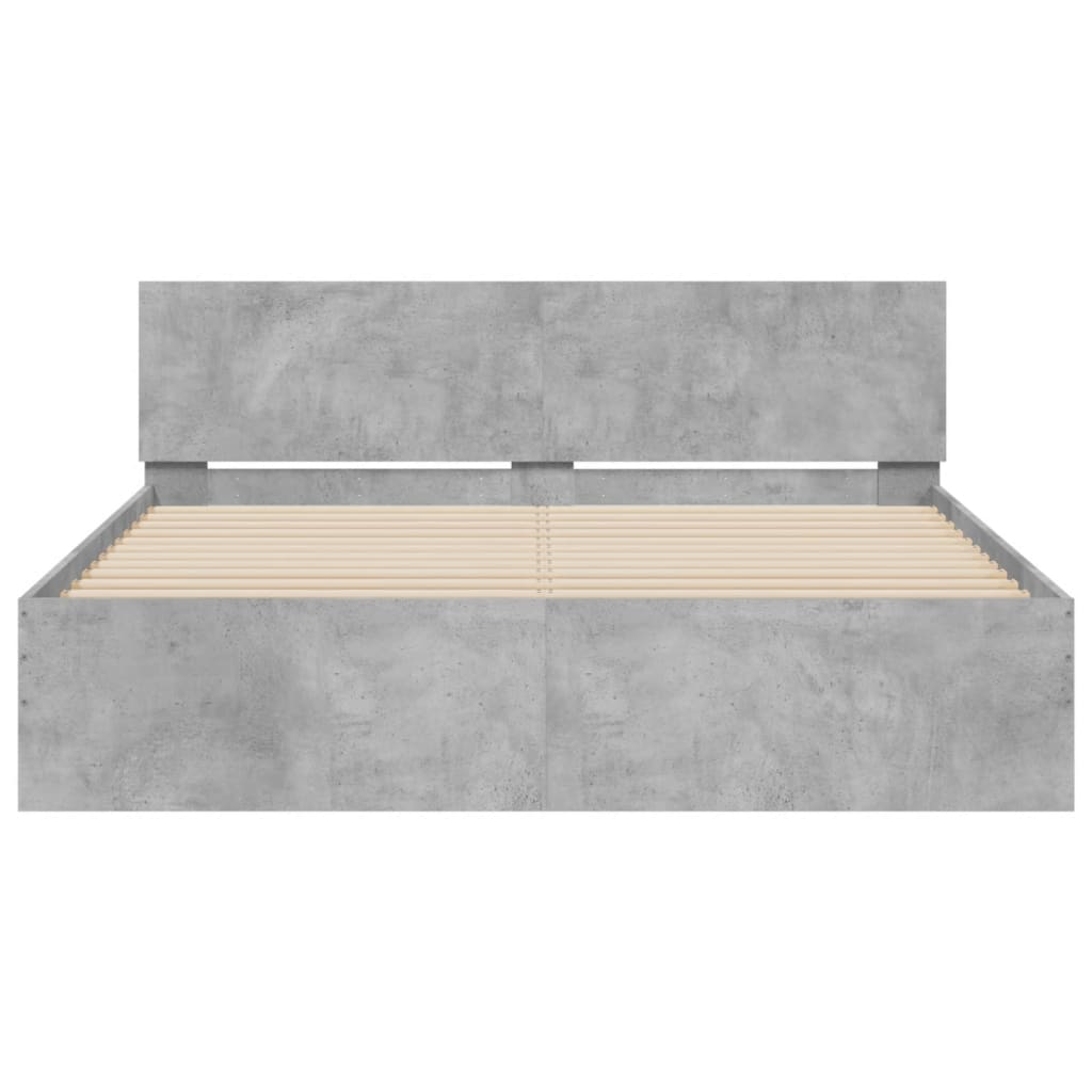 Bedframe met hoofdeinde en LED-licht betongrijs 160x200 cm 160 x 200 cm Betongrijs
