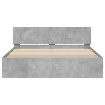 Bedframe met hoofdeinde en LED-licht betongrijs 160x200 cm 160 x 200 cm Betongrijs