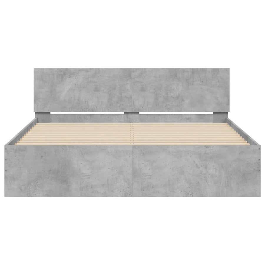 Bedframe met hoofdeinde en LED-licht betongrijs 160x200 cm 160 x 200 cm Betongrijs