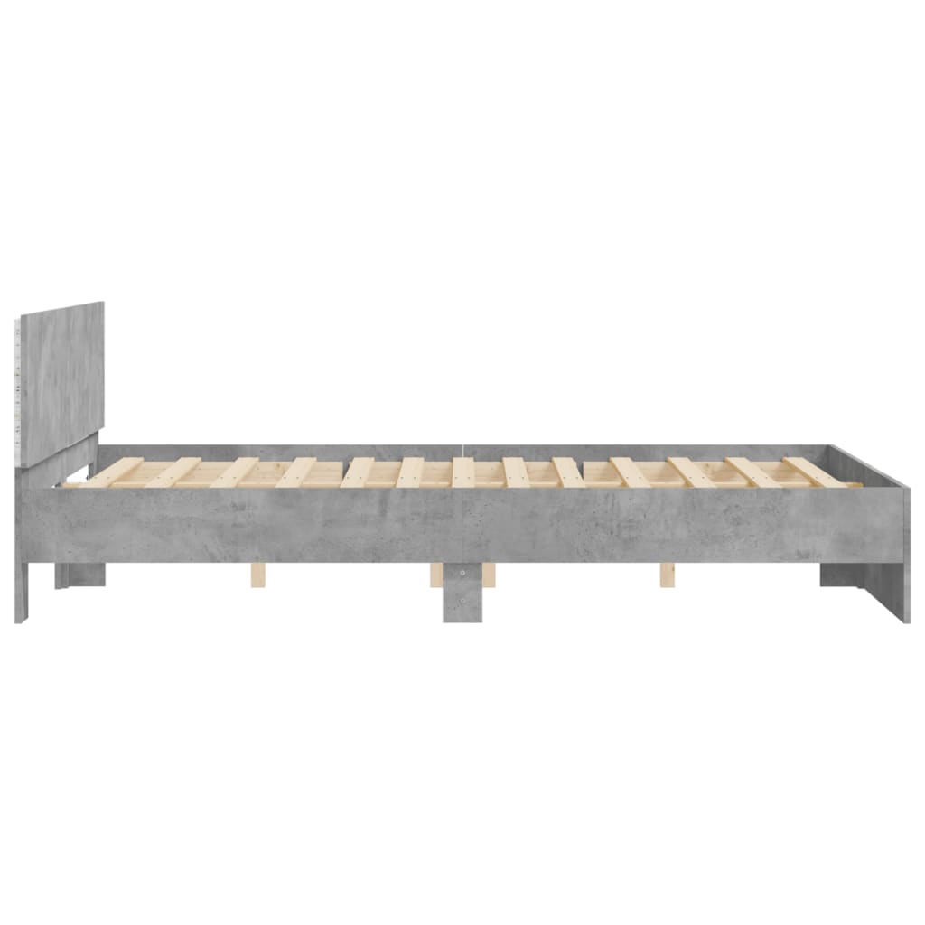 Bedframe met hoofdeinde en LED-licht betongrijs 160x200 cm 160 x 200 cm Betongrijs