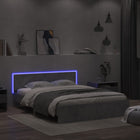 Bedframe met hoofdeinde en LED-licht betongrijs 160x200 cm 160 x 200 cm Betongrijs