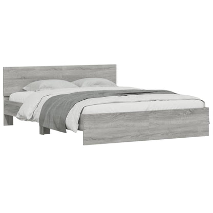 Bedframe met hoofdeinde en LED-licht grijs sonoma 160x200 cm 160 x 200 cm Grijs sonoma