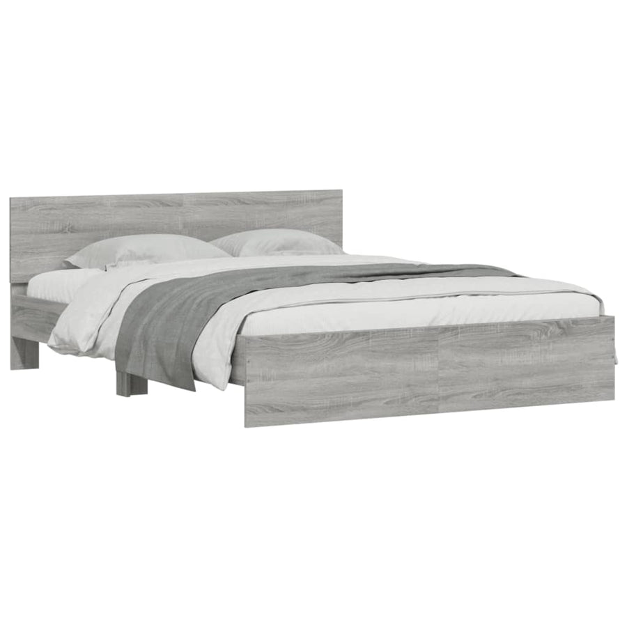 Bedframe met hoofdeinde en LED-licht grijs sonoma 160x200 cm 160 x 200 cm Grijs sonoma