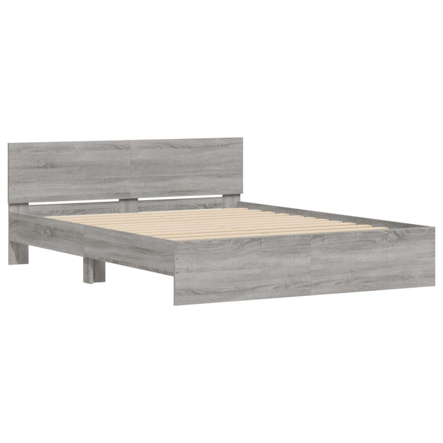 Bedframe met hoofdeinde en LED-licht grijs sonoma 160x200 cm 160 x 200 cm Grijs sonoma