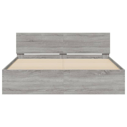 Bedframe met hoofdeinde en LED-licht grijs sonoma 160x200 cm 160 x 200 cm Grijs sonoma