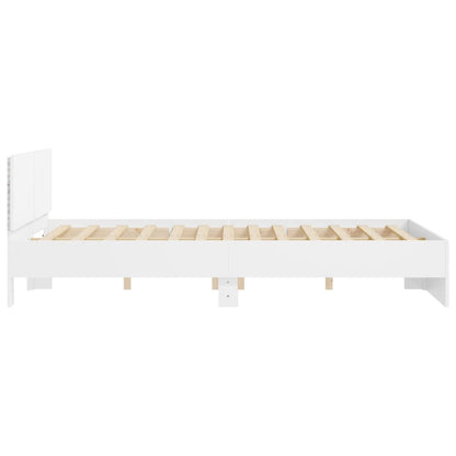 Bedframe Met Hoofdeinde En Led Wit 150 x 200 cm
