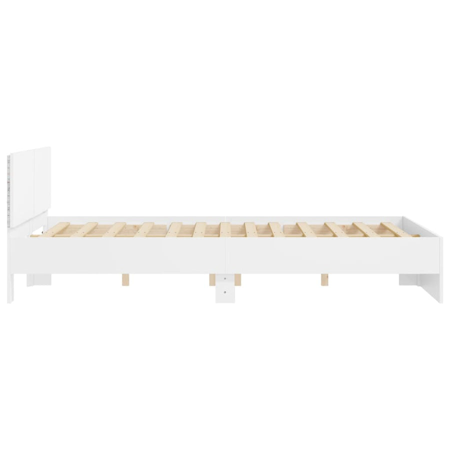 Bedframe Met Hoofdeinde En Led Wit 150 x 200 cm