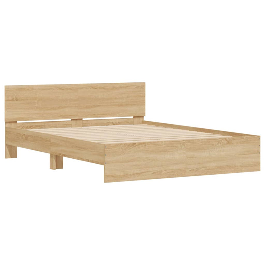 Bedframe Met Hoofdeinde En Led Kleurig Sonoma eiken 150 x 200 cm