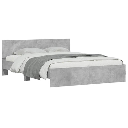 Bedframe met hoofdeinde en LED betongrijs 150x200 cm