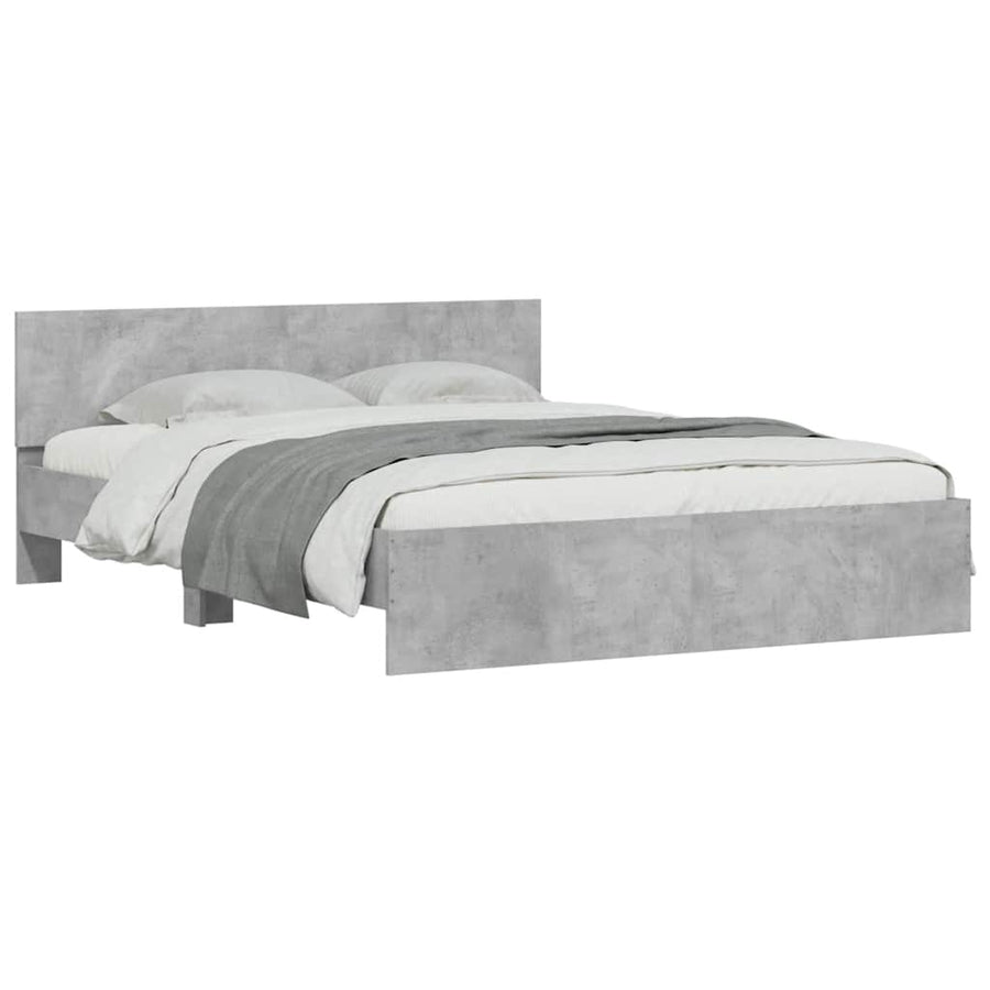 Bedframe met hoofdeinde en LED betongrijs 150x200 cm