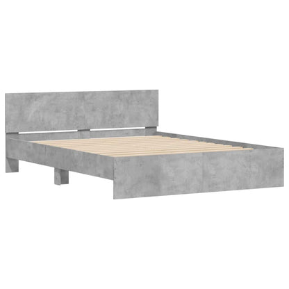 Bedframe met hoofdeinde en LED betongrijs 150x200 cm