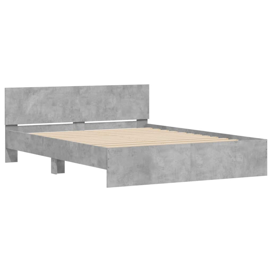 Bedframe met hoofdeinde en LED betongrijs 150x200 cm