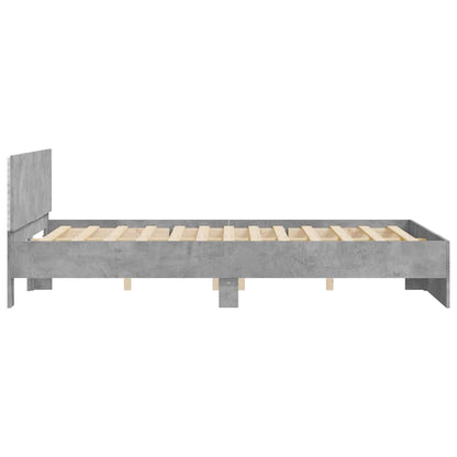 Bedframe met hoofdeinde en LED betongrijs 150x200 cm