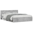 Bed frame with headboard and LED concrete grey 150x200 cm