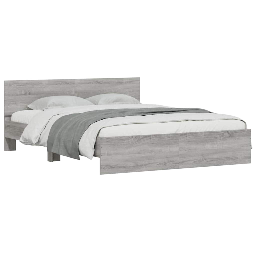 Bedframe met hoofdeinde en LED grijs sonoma eiken 150x200 cm