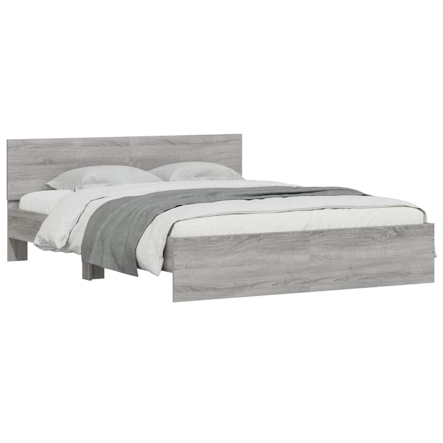 Bedframe met hoofdeinde en LED grijs sonoma eiken 150x200 cm