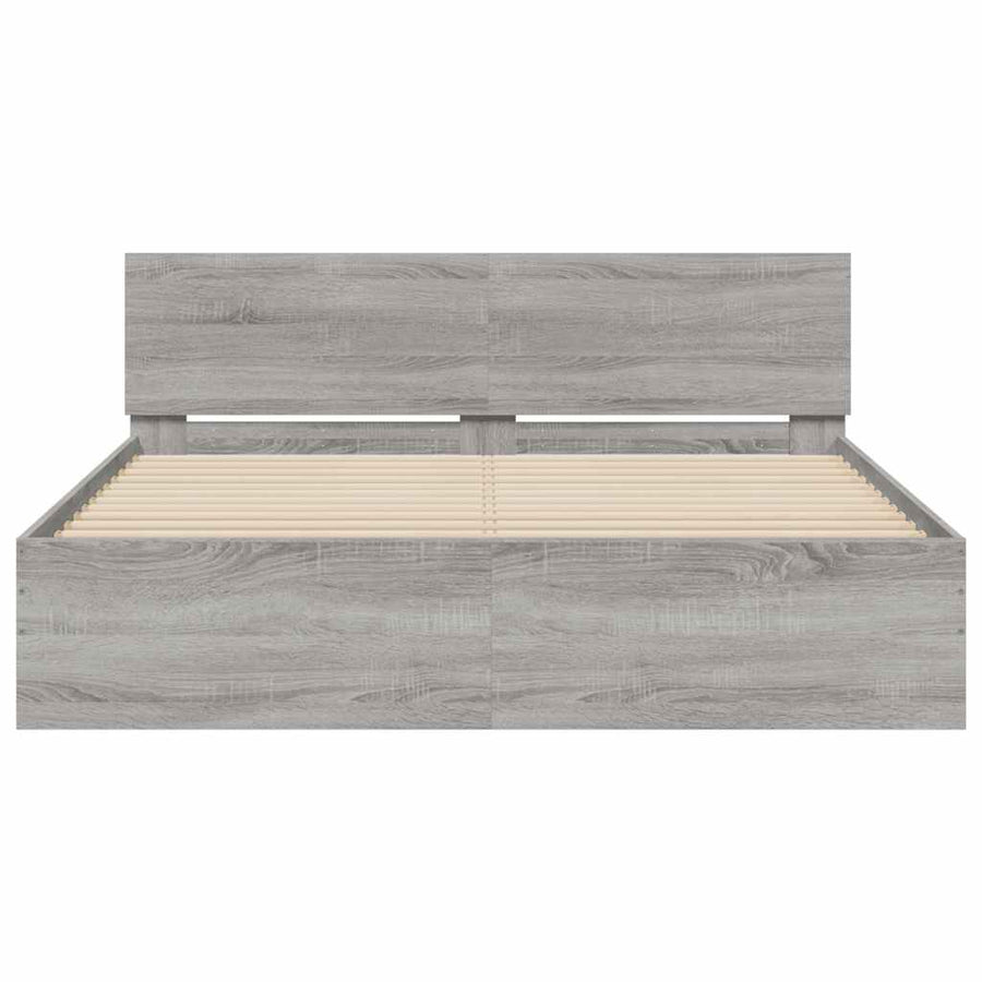 Bedframe met hoofdeinde en LED grijs sonoma eiken 150x200 cm