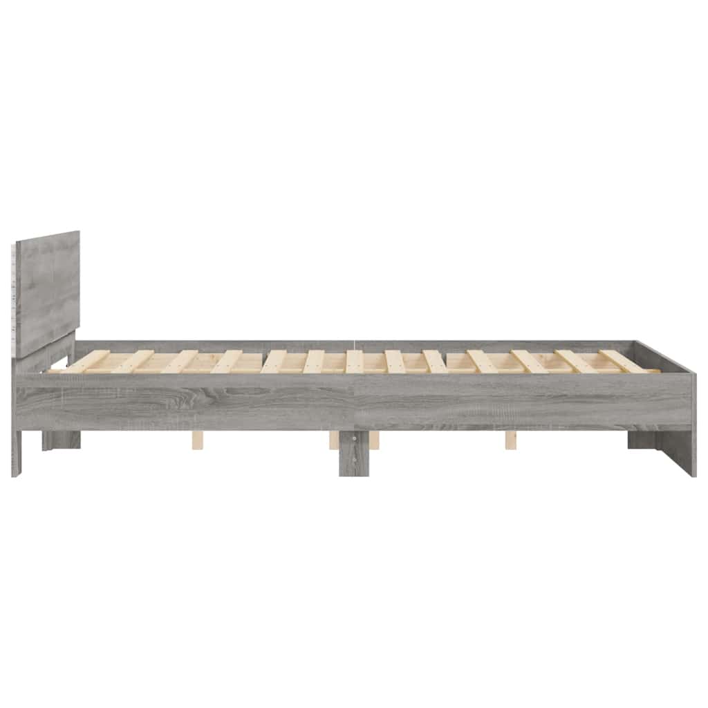 Bedframe met hoofdeinde en LED grijs sonoma eiken 150x200 cm