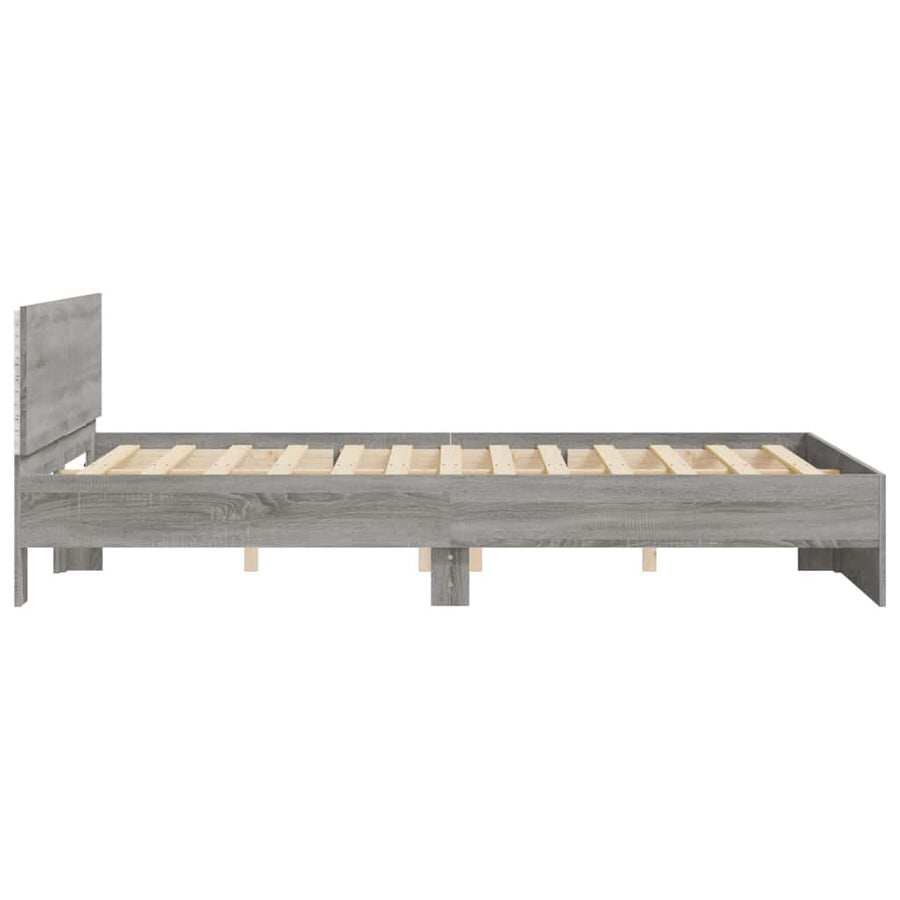 Bedframe met hoofdeinde en LED grijs sonoma eiken 150x200 cm