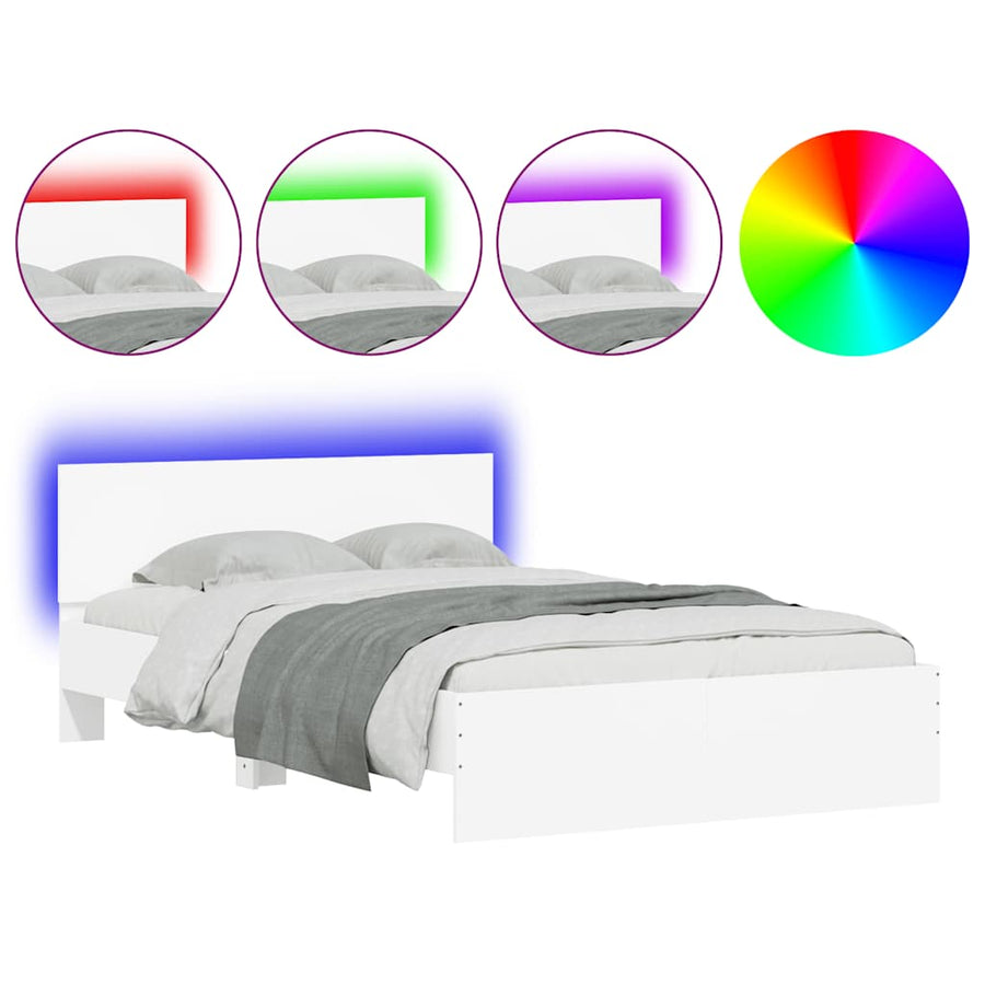 Bedframe met hoofdeinde en LED wit 140x200 cm