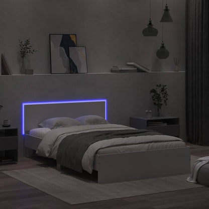 Bedframe met hoofdeinde en LED wit 140x200 cm