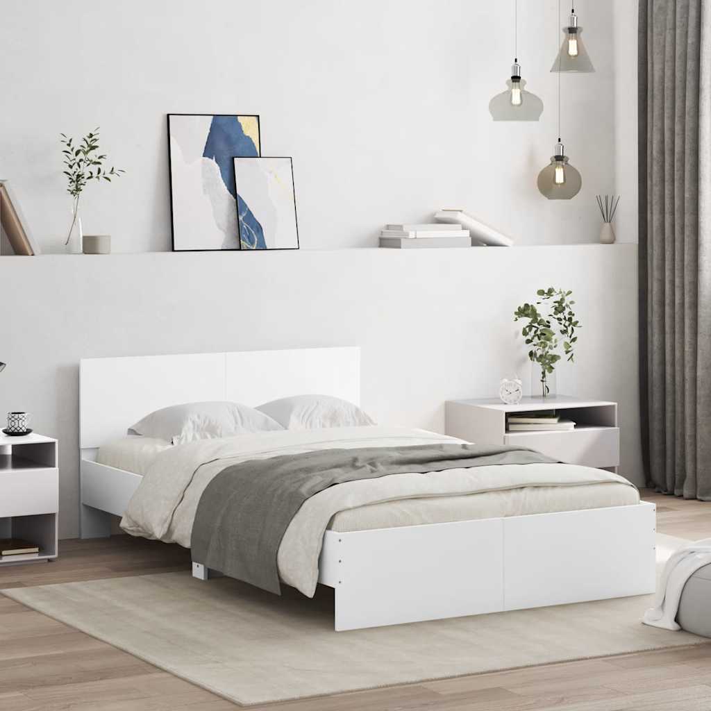 Bedframe met hoofdeinde en LED wit 140x200 cm